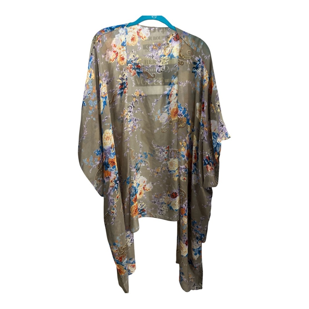 NWT aline Floral brownish sheer kimono so pretty size l-3x